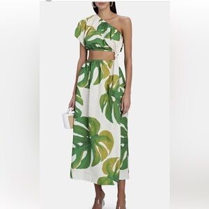 Farm Rio green and white maxi